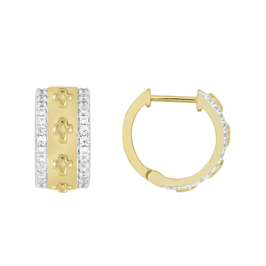 LADIES HOOPS EARRINGS 0.50CT ROUND DIAMOND 10K YELLOW GOLD 1 LADIES HOOPS EARRINGS 0.50CT ROUND DIAMOND 10K YELLOW GOLD - Image 1