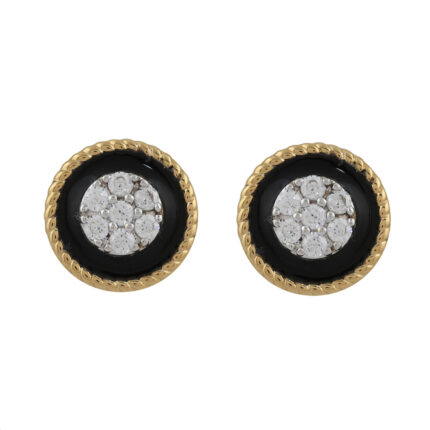 LADIES EARRINGS 0.25CT ROUND DIAMOND 14K YELLOW GOLD