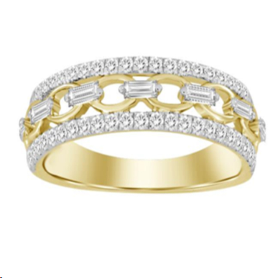 LADIES BAND 0.50CT ROUND/BAGUETTE DIAMOND 14K YELLOW GOLD 1 LADIES BAND 0.50CT ROUND/BAGUETTE DIAMOND 14K YELLOW GOLD - Image 1