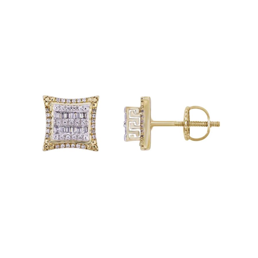LADIES EARRINGS 0.25CT ROUND/BAGUETTE DIAMOND 10K YELLOW GOLD 1 LADIES EARRINGS 0.25CT ROUND/BAGUETTE DIAMOND 10K YELLOW GOLD - Image 1