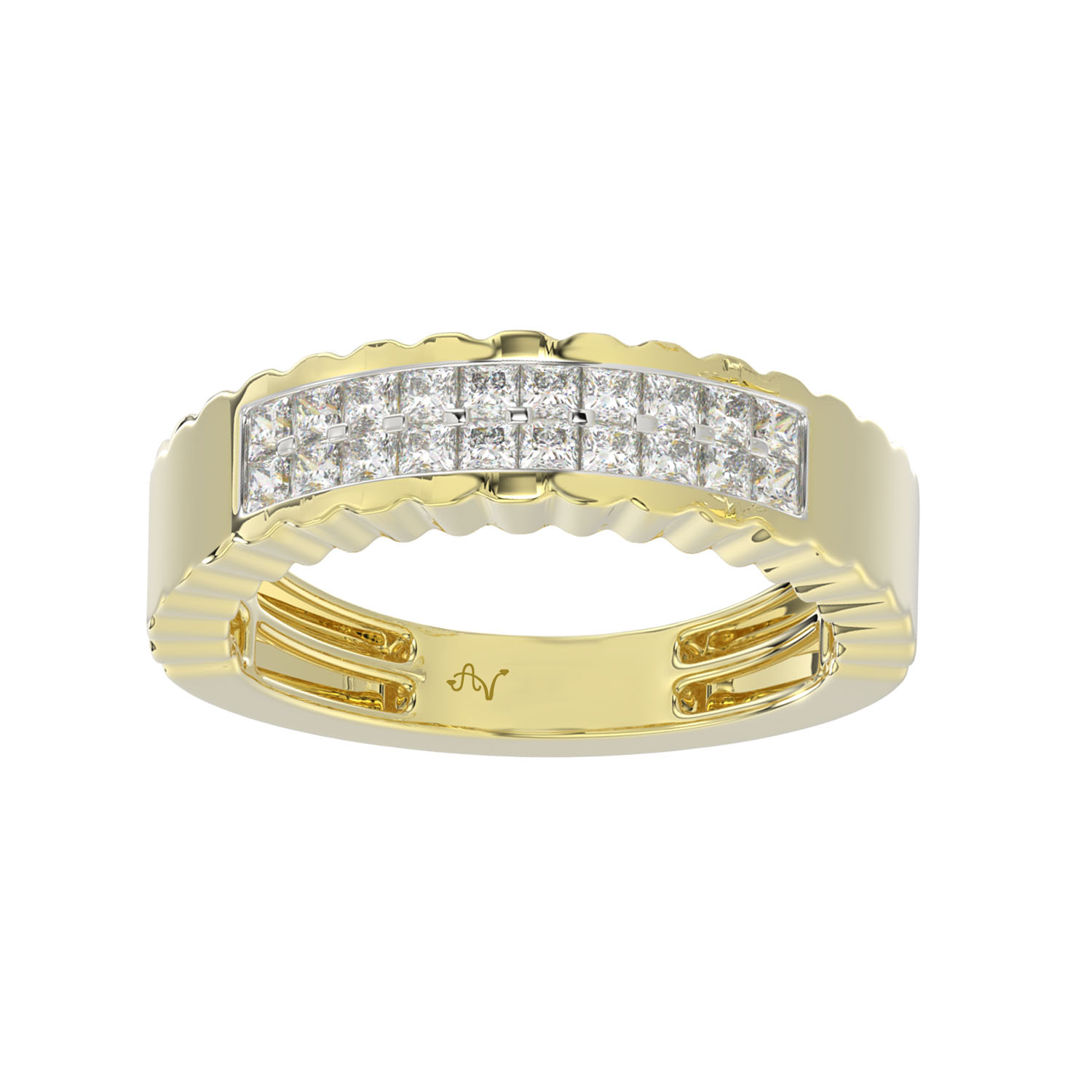 LADIES BAND 0.60CT PRINCESS DIAMOND 14K YELLOW GOLD 1 LADIES BAND 0.60CT PRINCESS DIAMOND 14K YELLOW GOLD - Image 1