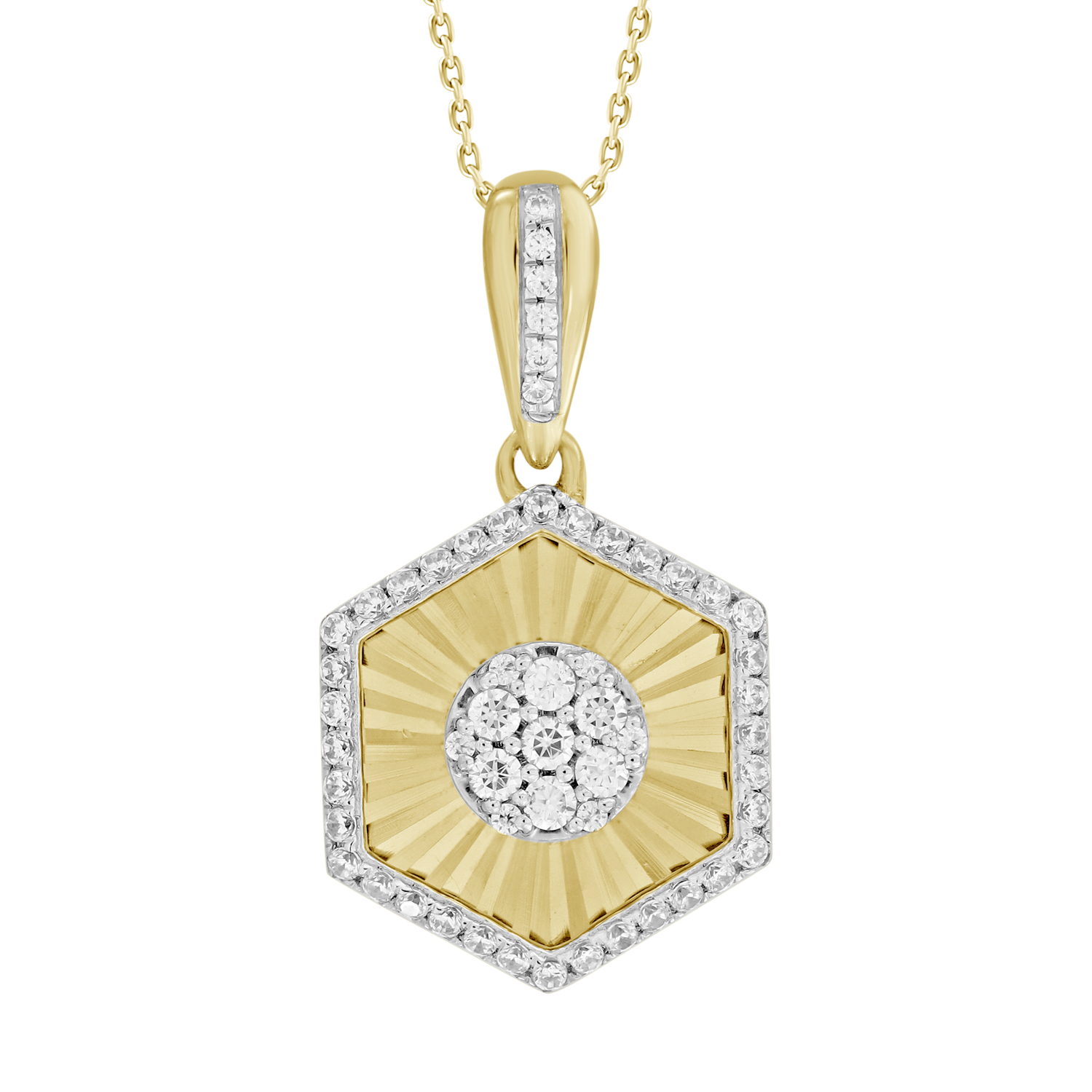 LADIES PENDANT WITH CHAIN 0.25CT ROUND DIAMOND 10K YELLOW GOLD 1 LADIES PENDANT WITH CHAIN 0.25CT ROUND DIAMOND 10K YELLOW GOLD - Image 1