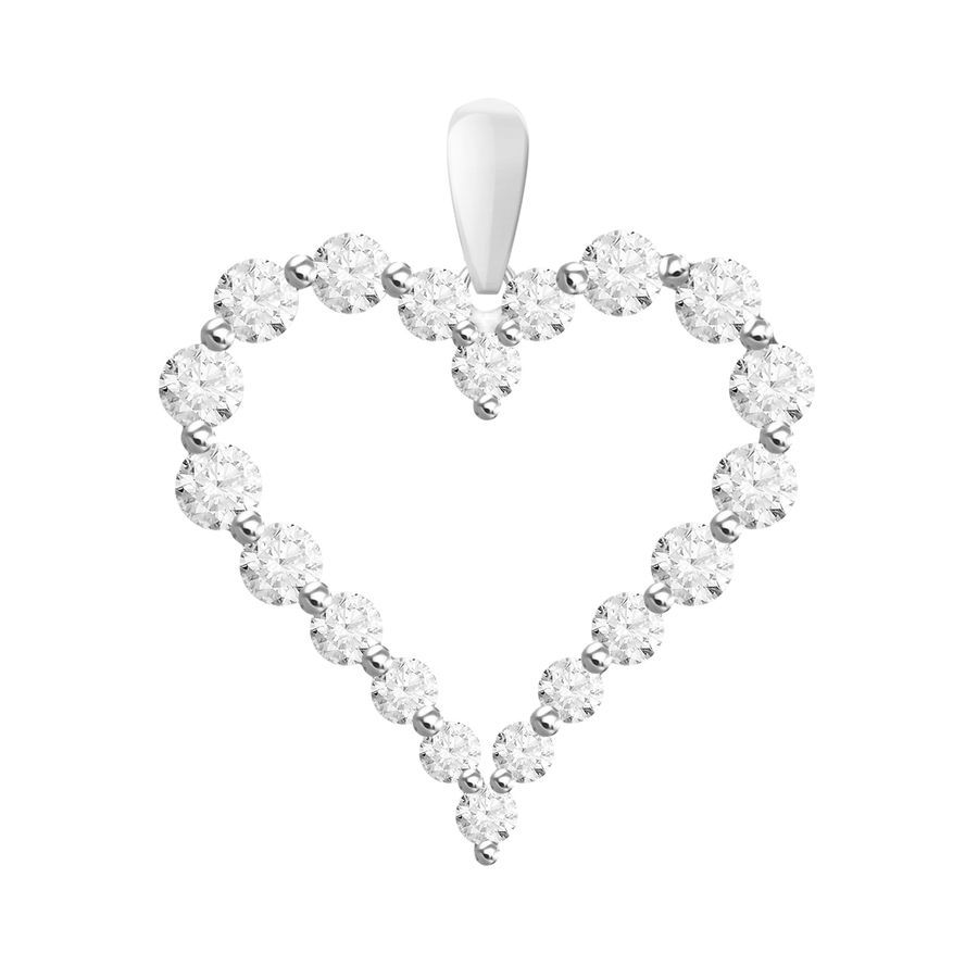 LADIES HEART PENDANT WITH CHAIN 0.50CT ROUND DIAMOND 10K WHITE GOLD 1 LADIES HEART PENDANT WITH CHAIN 0.50CT ROUND DIAMOND 10K WHITE GOLD - Image 1