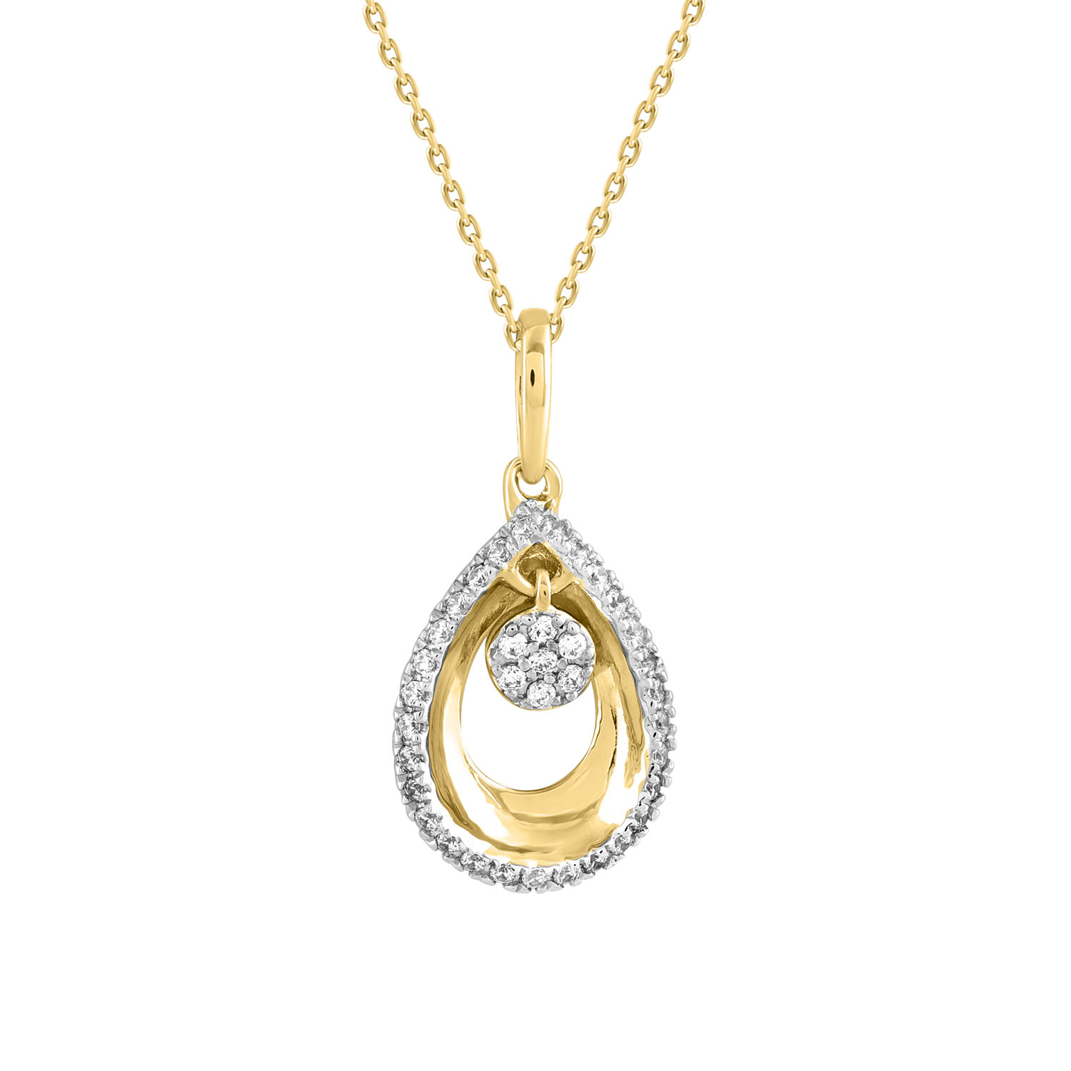 LADIES PENDANT WITH CHAIN 0.10CT ROUND DIAMOND 10K YELLOW GOLD 1 LADIES PENDANT WITH CHAIN 0.10CT ROUND DIAMOND 10K YELLOW GOLD - Image 1