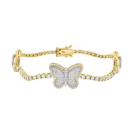 LADIES BRACELET 1.00CT ROUND DIAMOND 10K YELLOW GOLD