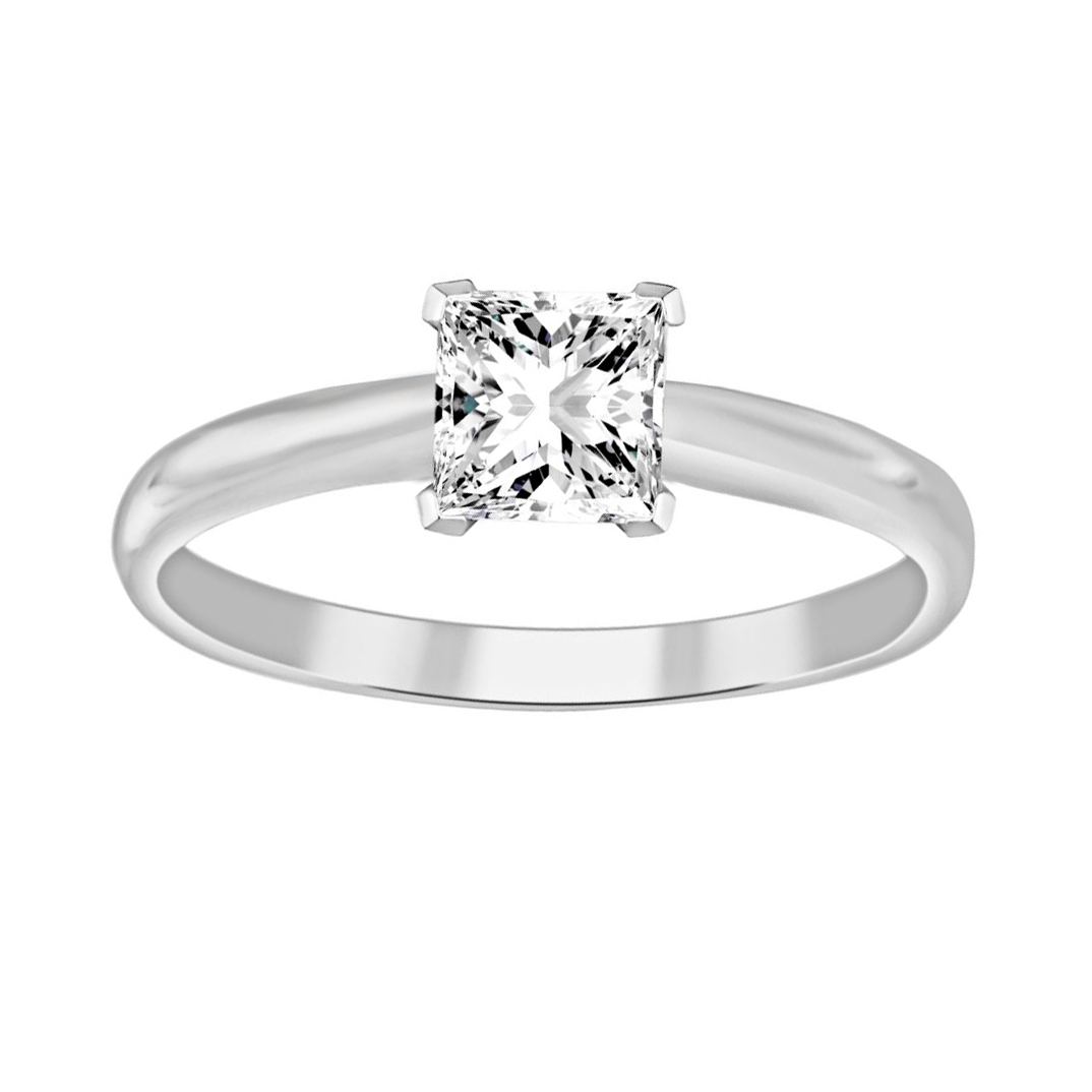 LADIES SOLITAIRE RING 1.00CT PRINCESS DIAMOND 14K WHITE GOLD 1 LADIES SOLITAIRE RING 1.00CT PRINCESS DIAMOND 14K WHITE GOLD - Image 1