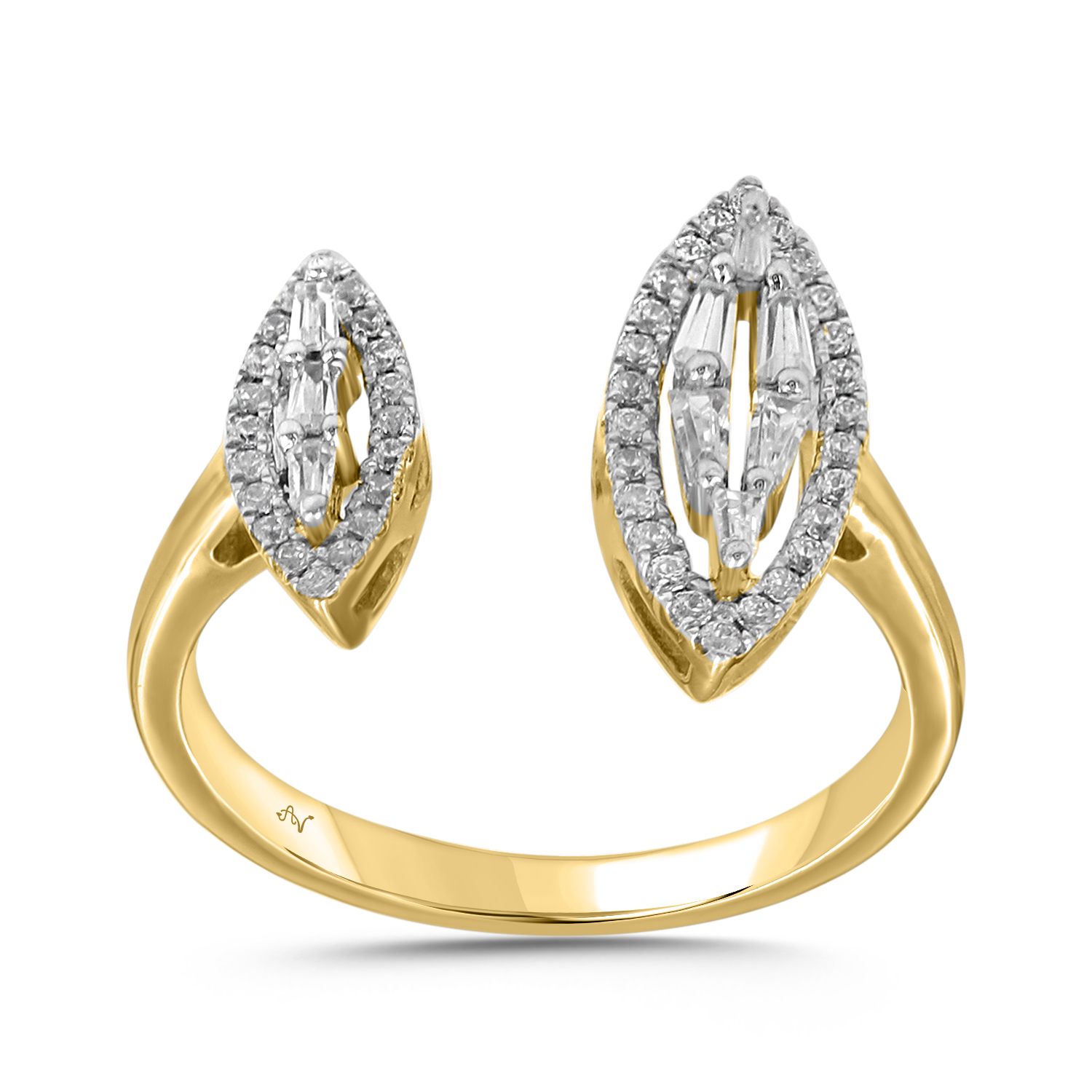 LADIES RING 0.40CT ROUND/BAGUETTE DIAMOND 14K YELLOW GOLD 1 LADIES RING 0.40CT ROUND/BAGUETTE DIAMOND 14K YELLOW GOLD - Image 1