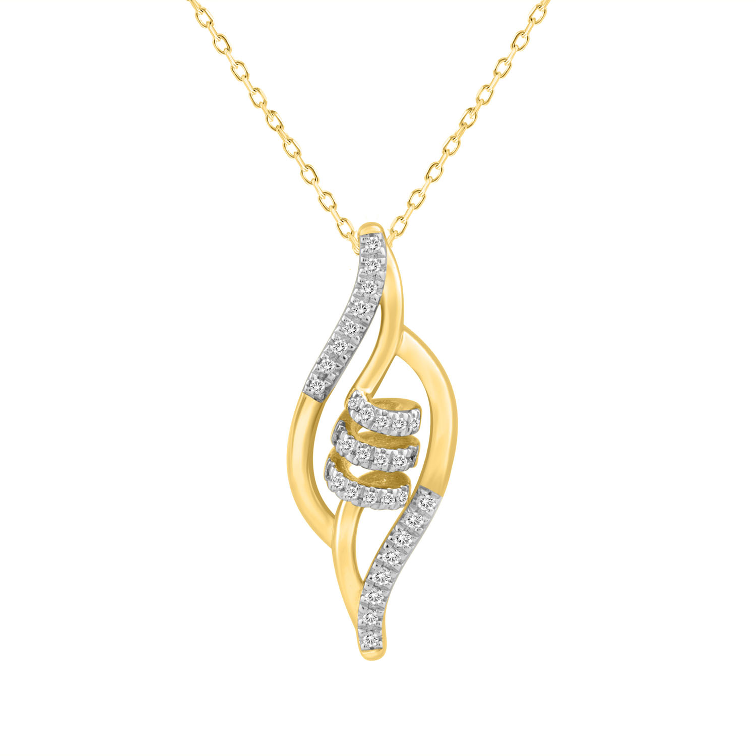 LADIES PENDANT WITH CHAIN 0.10CT ROUND DIAMOND 10K YELLOW GOLD 1 LADIES PENDANT WITH CHAIN 0.10CT ROUND DIAMOND 10K YELLOW GOLD - Image 1