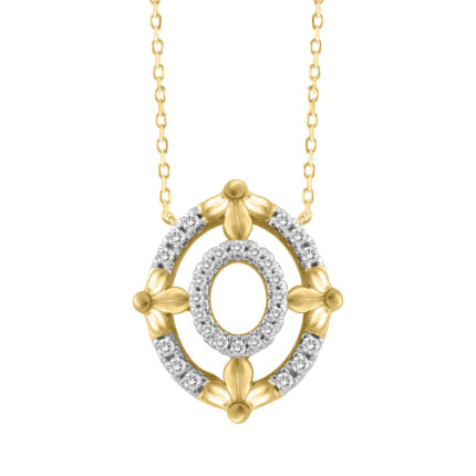 LADIES NECKLACE 0.16CT ROUND DIAMOND 10K YELLOW GOLD