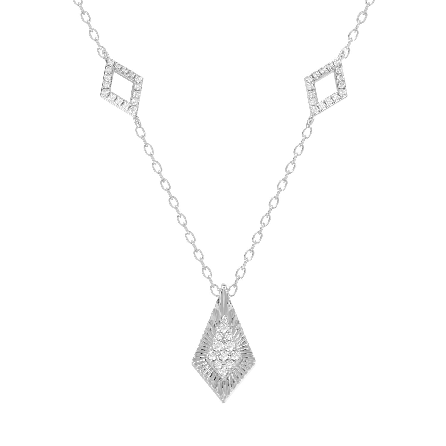 LADIES NECKLACE 0.25CT ROUND DIAMOND 10K WHITE GOLD 1 LADIES NECKLACE 0.25CT ROUND DIAMOND 10K WHITE GOLD - Image 1