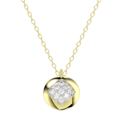 LADIES NECKLACE 0.10CT ROUND DIAMOND 10K YELLOW GOLD