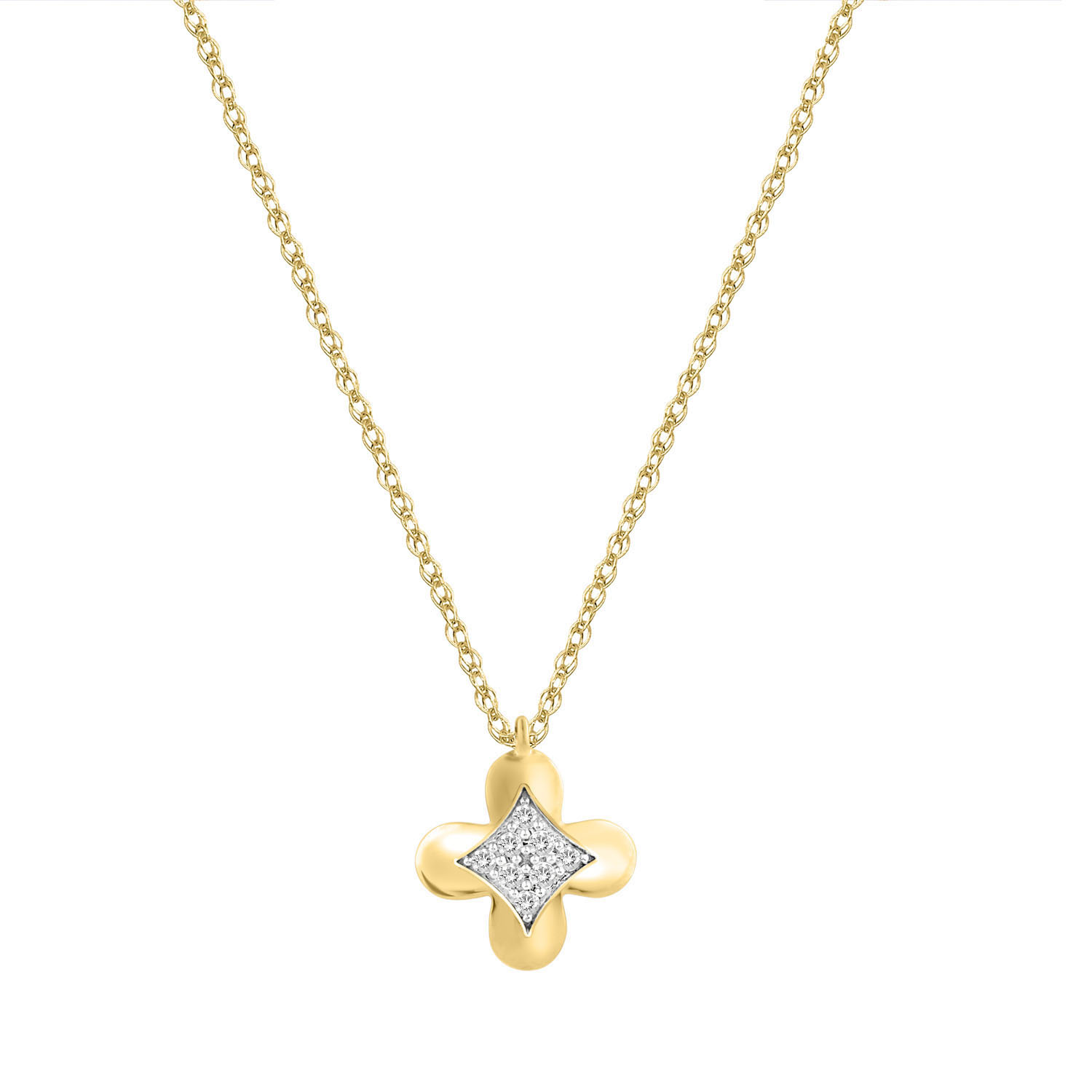 LADIES NECKLACE 0.10CT ROUND DIAMOND 10K YELLOW GOLD 1 LADIES NECKLACE 0.10CT ROUND DIAMOND 10K YELLOW GOLD - Image 1