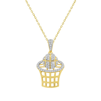 LADIES PENDANT WITH CHAIN 0.16CT ROUND DIAMOND 10K YELLOW GOLD