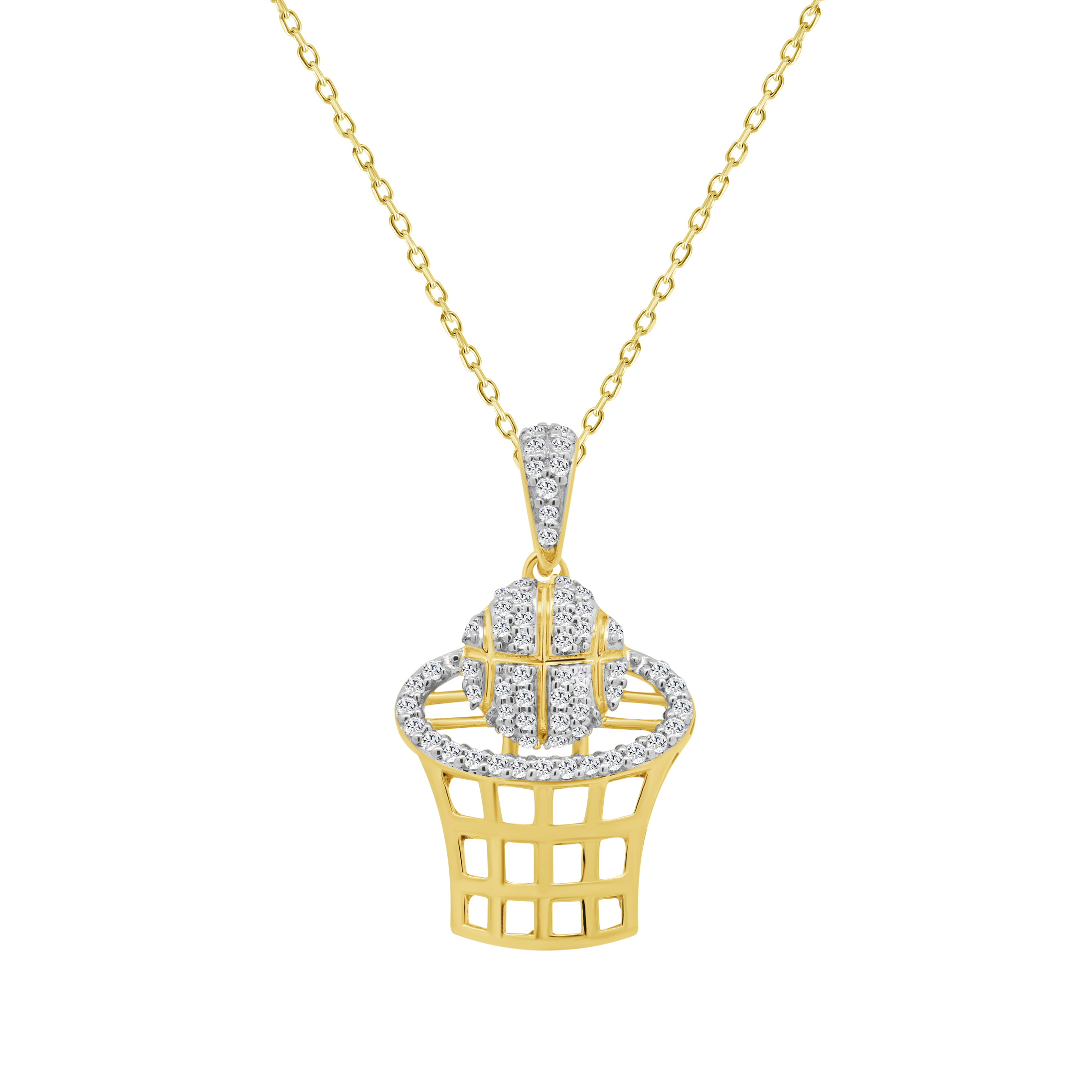 LADIES PENDANT WITH CHAIN 0.16CT ROUND DIAMOND 10K YELLOW GOLD 1 LADIES PENDANT WITH CHAIN 0.16CT ROUND DIAMOND 10K YELLOW GOLD - Image 1