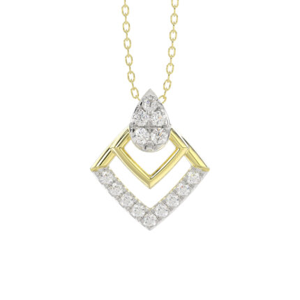 LADIES PENDANT WITH CHAIN 0.13CT ROUND DIAMOND 14K YELLOW GOLD