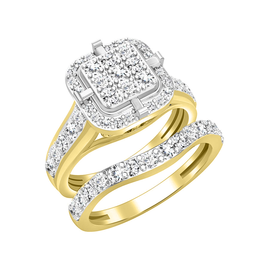 LADIES BRIDAL SET 1.00CT ROUND/BAGUETTE DIAMOND 14K YELLOW GOLD 1 LADIES BRIDAL SET 1.00CT ROUND/BAGUETTE DIAMOND 14K YELLOW GOLD - Image 1