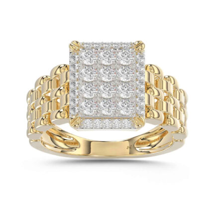 LADIES RING 1.00CT ROUND DIAMOND 10K YELLOW GOLD