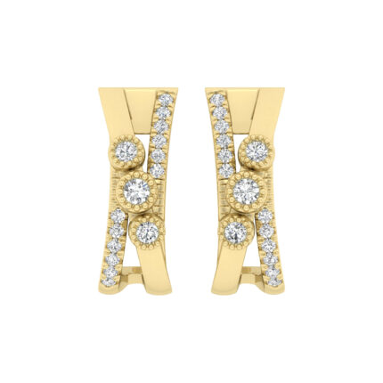 LADIES EARRINGS 0.30CT ROUND DIAMOND 10K YELLOW GOLD