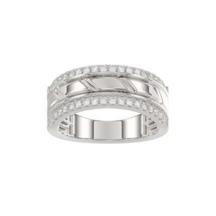 MEN'S BAND 0.50CT ROUND DIAMOND 14K WHITE GOLD