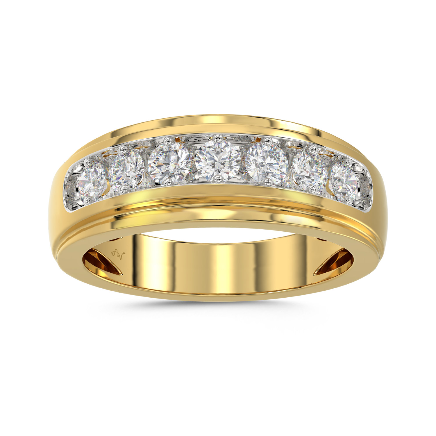 MEN'S BAND 1.00CT ROUND DIAMOND 10K YELLOW GOLD 1 MEN'S BAND 1.00CT ROUND DIAMOND 10K YELLOW GOLD - Image 1