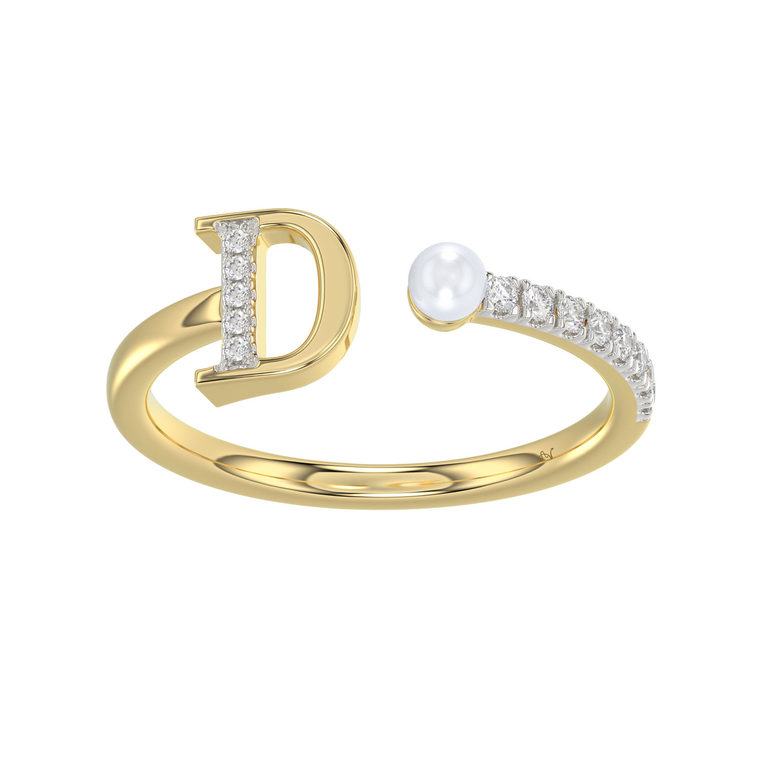 LADIES RING 0.10CT ROUND/PEARL DIAMOND 10K YELLOW GOLD 1 LADIES RING 0.10CT ROUND/PEARL DIAMOND 10K YELLOW GOLD - Image 1