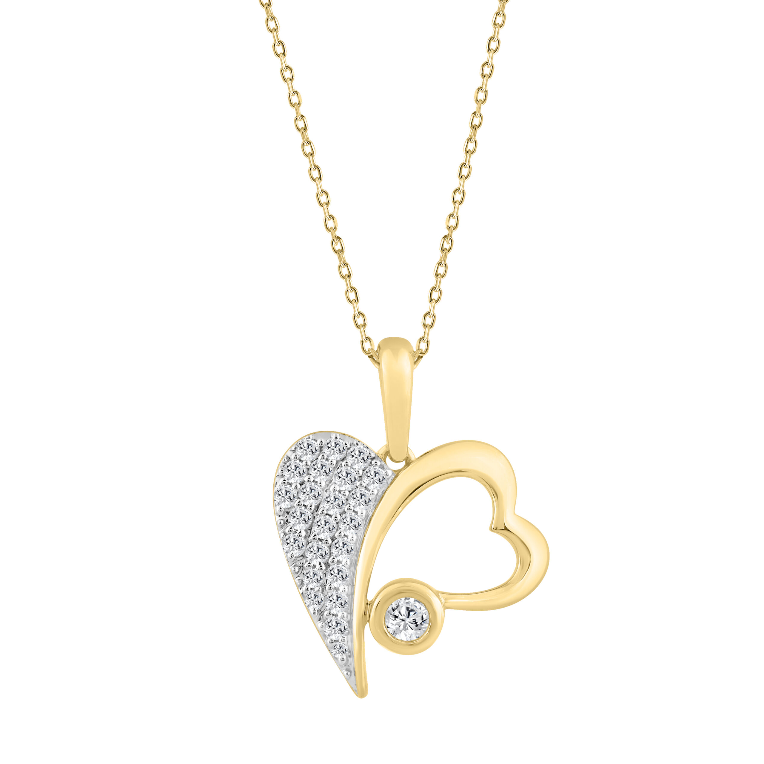 10K YELLOW GOLD FASHION HEART PENDANT 0.25CT ROUND DIAMOND LADIES PENDANT WITH CHAIN 1 10K YELLOW GOLD FASHION HEART PENDANT 0.25CT ROUND DIAMOND LADIES PENDANT WITH CHAIN - Image 1