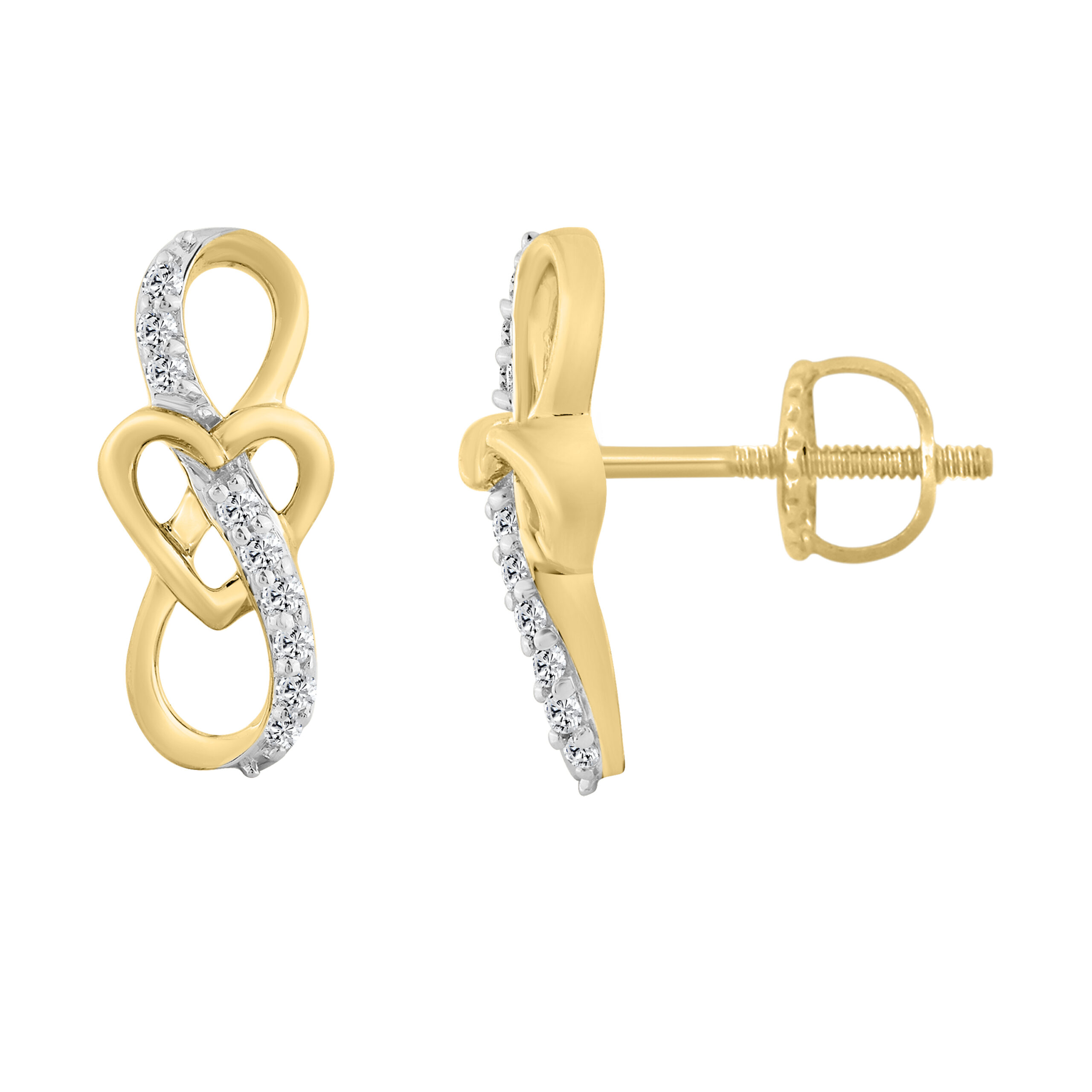 LADIES FASHION EARRINGS 0.10CT ROUND DIAMOND 10K YELLOW GOLD 1 LADIES FASHION EARRINGS 0.10CT ROUND DIAMOND 10K YELLOW GOLD - Image 1