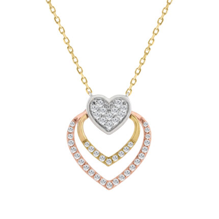 10K WHITE/YELLOW/ROSE  GOLD LADIES FASHION HEART SHAPE PENDANT INCLUDES WITH CHAIN  0.25CT ROUND NATURAL DIAMOND