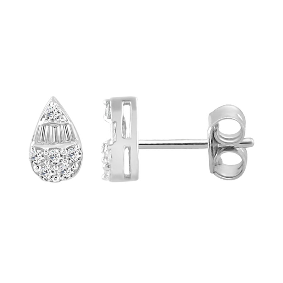 LADIES EARRINGS 0.33CT ROUND/BAGUETTE DIAMOND 14K WHITE GOLD (SI QUALITY) 1 LADIES EARRINGS 0.33CT ROUND/BAGUETTE DIAMOND 14K WHITE GOLD (SI QUALITY) - Image 1