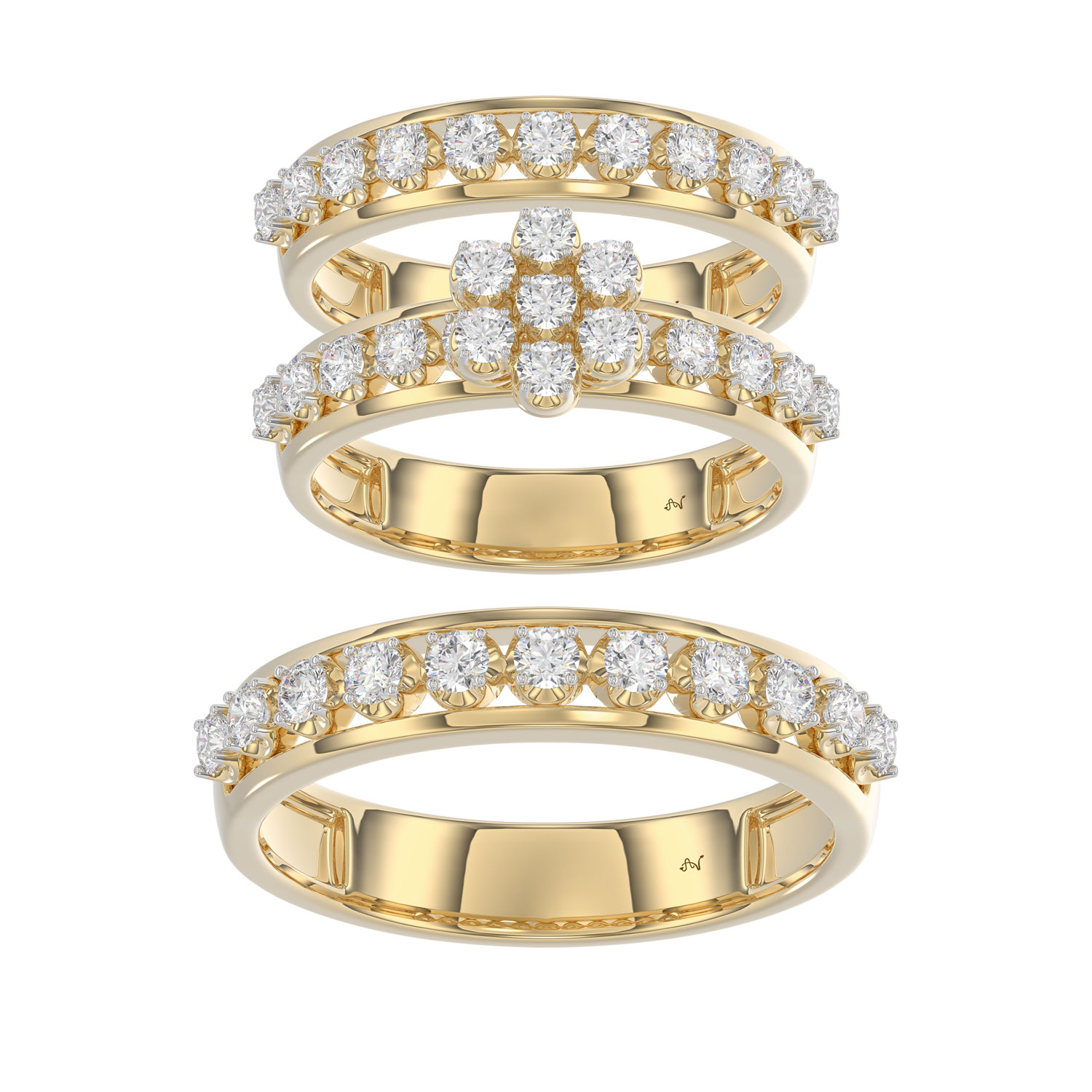 LADIES TRIO RING 1.30CT ROUND DIAMOND 10K YELLOW GOLD 1 LADIES TRIO RING 1.30CT ROUND DIAMOND 10K YELLOW GOLD - Image 1