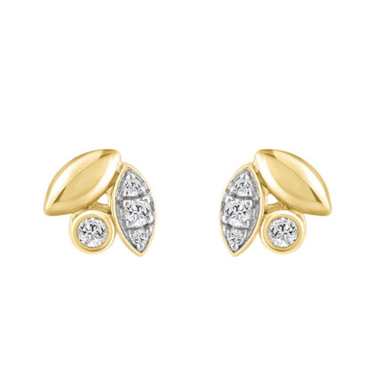 Elegance Ladies Round Diamond Cluster Fashion Earrings In 10K Yellow Gold – Marquise Design