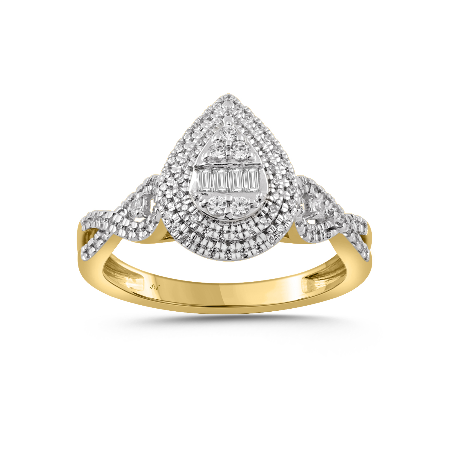 LADIES RING 0.33CT ROUND/BAGUETTE DIAMOND 10K YELLOW GOLD 1 LADIES RING 0.33CT ROUND/BAGUETTE DIAMOND 10K YELLOW GOLD - Image 1
