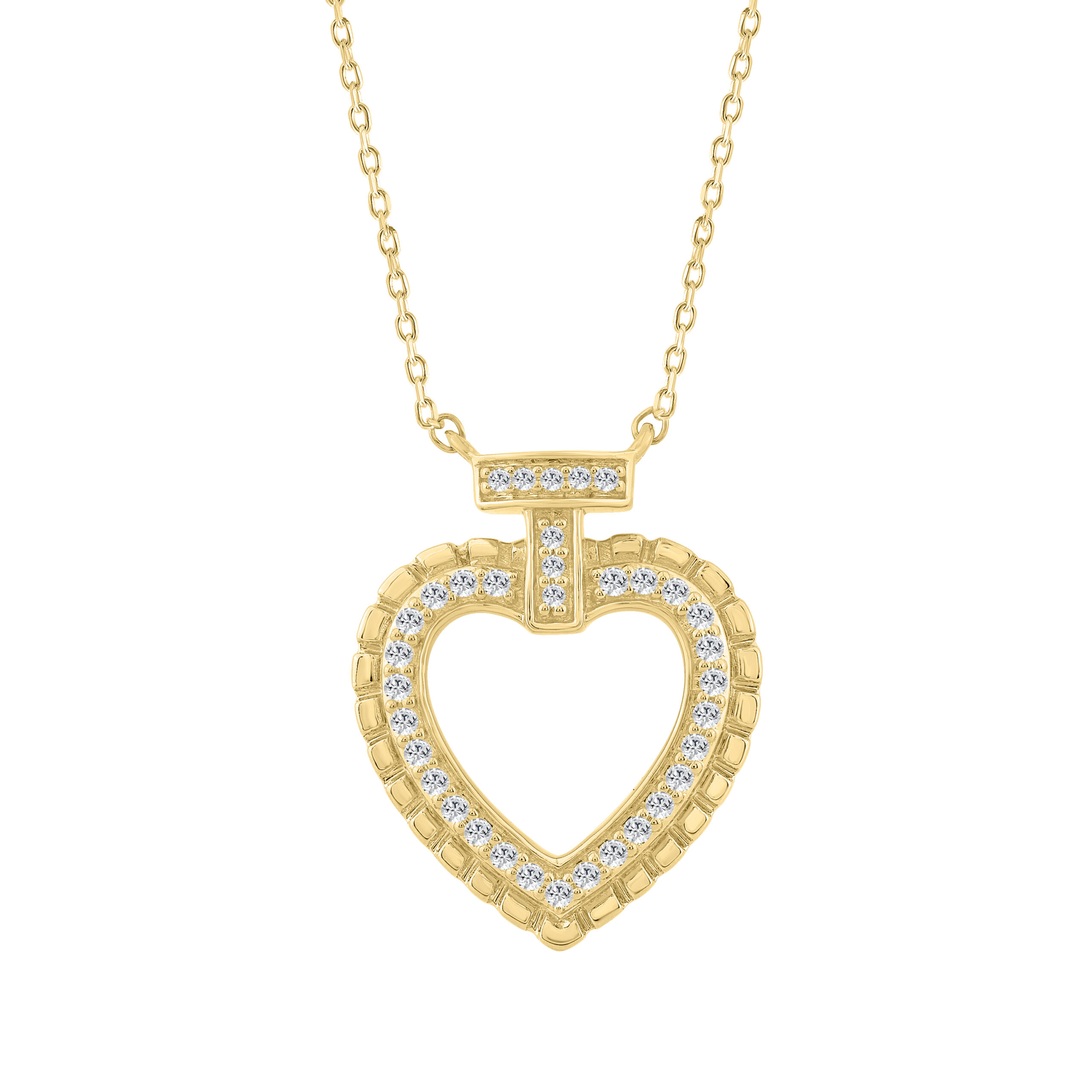 ELEGANCE 10K YELLOW GOLD 0.15CT TWISTED CIRCLE HEART & LADIES PENDANT ROUND DIAMOND WITH CHAIN 1 ELEGANCE 10K YELLOW GOLD 0.15CT TWISTED CIRCLE HEART & LADIES PENDANT ROUND DIAMOND WITH CHAIN - Image 1