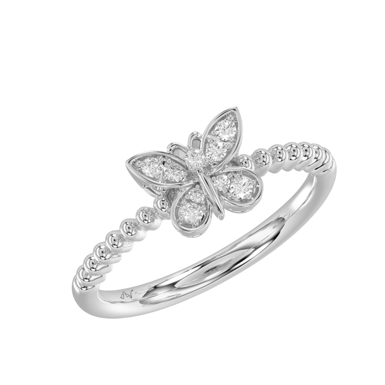 Sterling Silver Butterfly Fashion Ring For Woman 0.10Ct Round Diamond Accent 1 Sterling Silver Butterfly Fashion Ring For Woman 0.10Ct Round Diamond Accent - Image 1