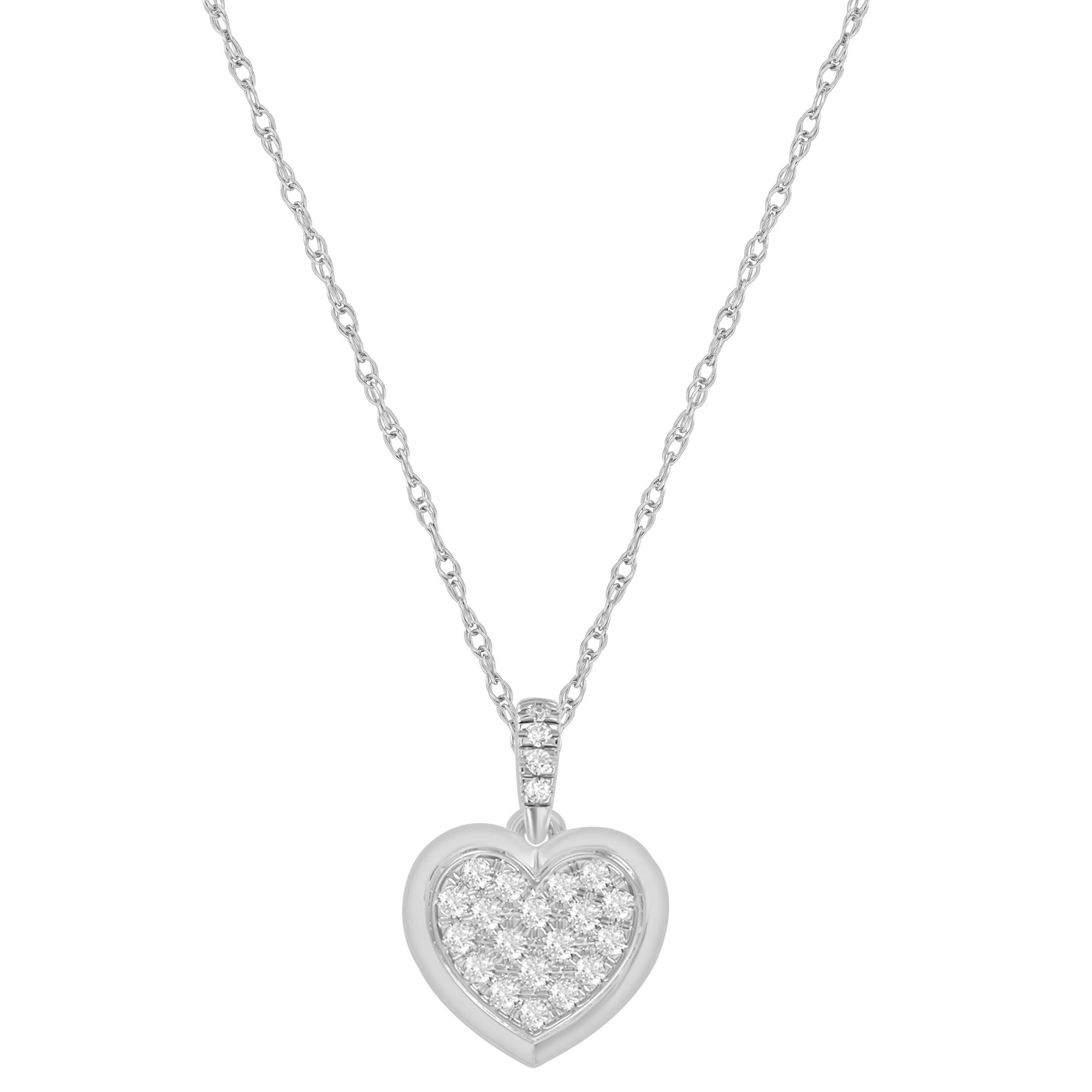 Elegance Ladies Heart Shape Fashion Pendant With Chain 0.15Ct Round Diamond Sterling Silver White 1 Elegance Ladies Heart Shape Fashion Pendant With Chain 0.15Ct Round Diamond Sterling Silver White - Image 1