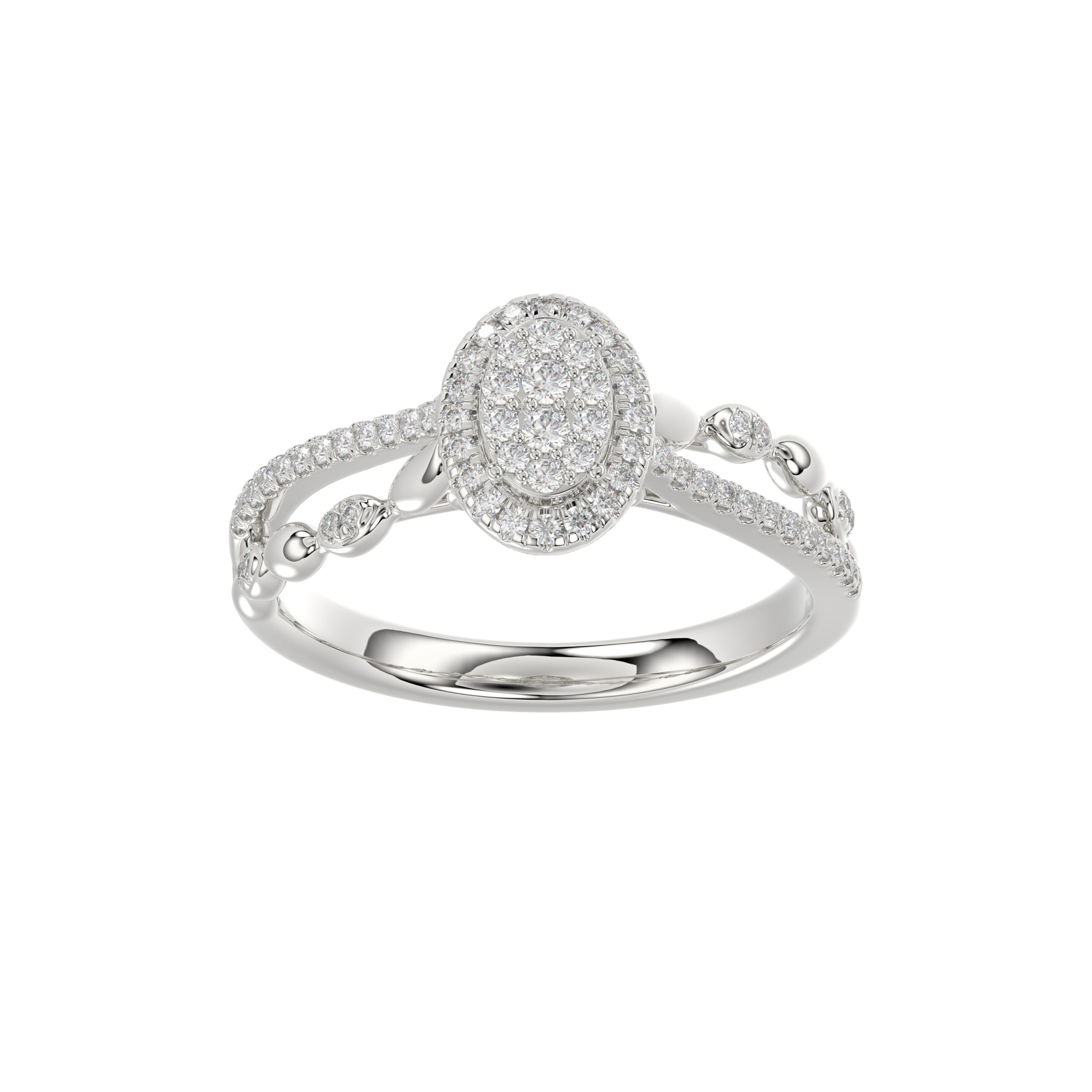 Adies 0.25Ct Round Diamond Sterling Silver White Promise Ring – Halo Oval Design With Split Shank, Elegant Women’S Jewelry 1 Adies 0.25Ct Round Diamond Sterling Silver White Promise Ring – Halo Oval Design With Split Shank, Elegant Women’S Jewelry - Image 1