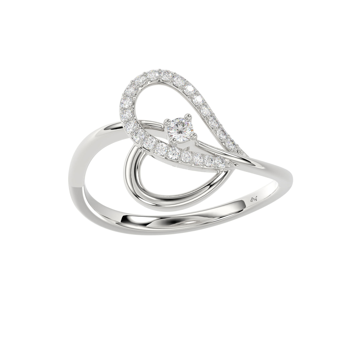 Ladies Elysian Heart Ring 0.15Ct Round Diamond Sterling Silver White – Romantic Fine Jewelry For Women 1 Ladies Elysian Heart Ring 0.15Ct Round Diamond Sterling Silver White – Romantic Fine Jewelry For Women - Image 1