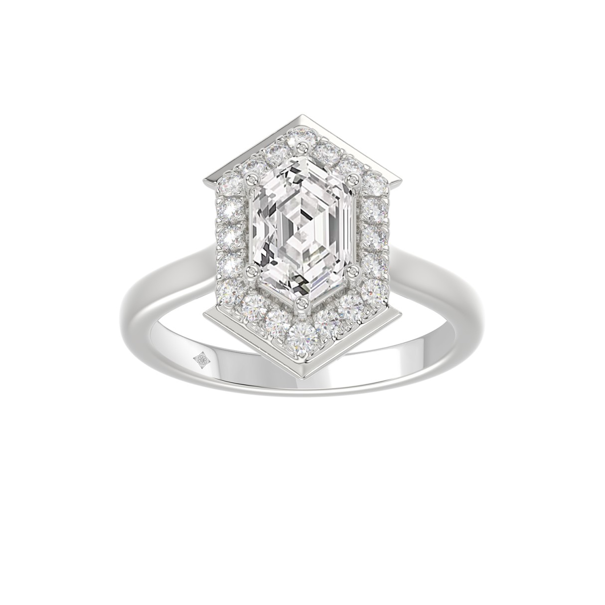 14K WHITE GOLD 1 1/4CT ROUND/HEXAGON DIAMOND LADIES RING 1 14K WHITE GOLD 1 1/4CT ROUND/HEXAGON DIAMOND LADIES RING - Image 1