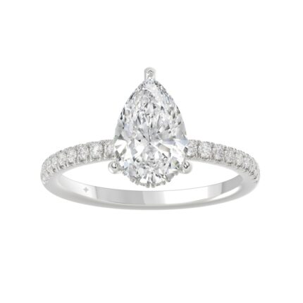 14K WHITE GOLD 2 3/4CT ROUND/PEAR DIAMOND LADIES RING (CENTER STONE PEAR DIAMOND 2CT)