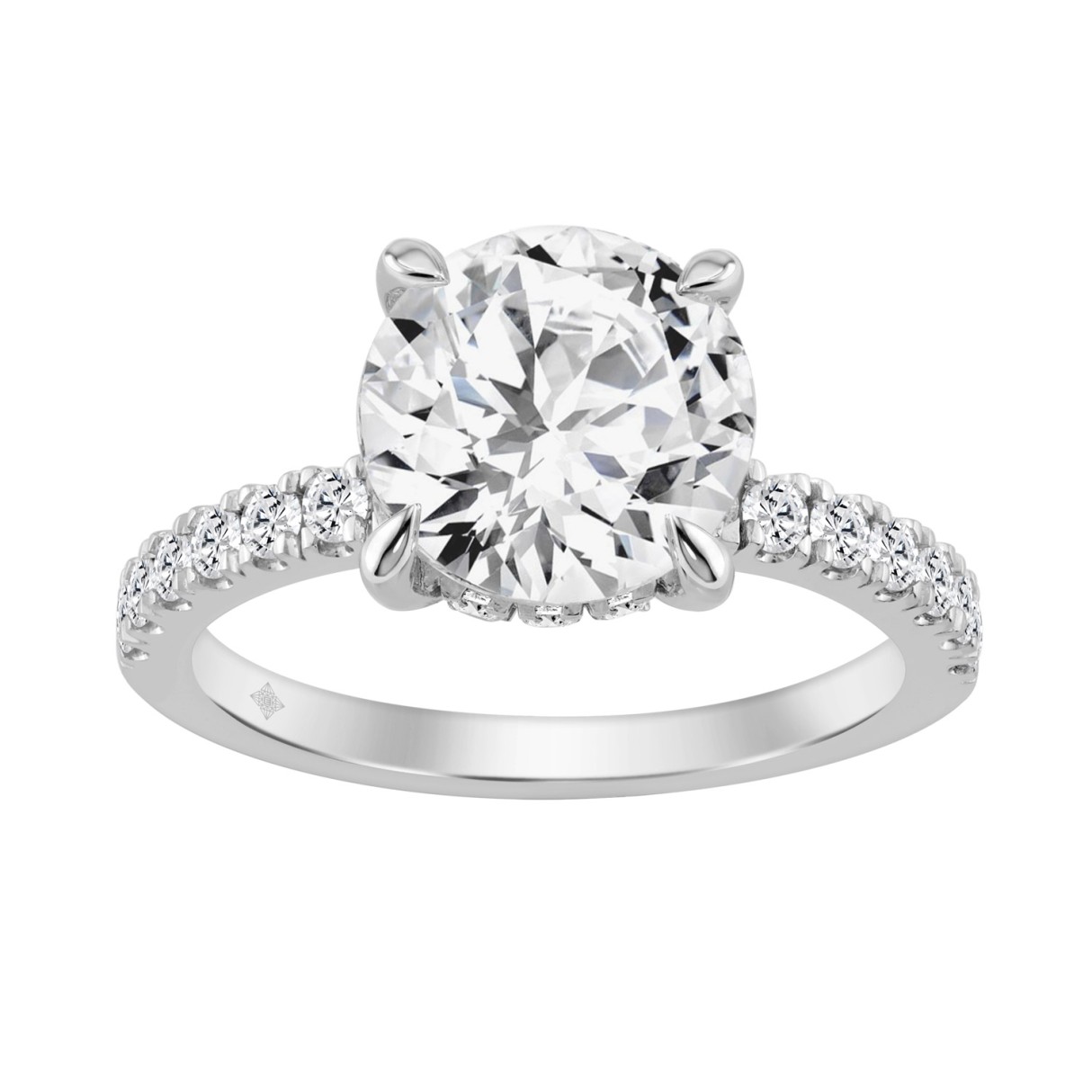 14K WHITE GOLD 3 1/2CT ROUND DIAMOND LADIES RING (CENTER STONE ROUND DIAMOND 3CT) 1 14K WHITE GOLD 3 1/2CT ROUND DIAMOND LADIES RING (CENTER STONE ROUND DIAMOND 3CT) - Image 1