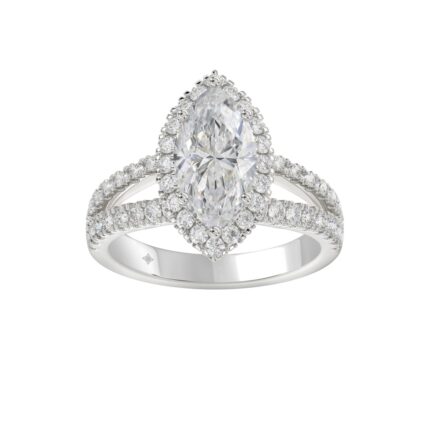 14K WHITE GOLD 3.00CT ROUND/MARQUISE DIAMOND LADIES RING (CENTER STONE MARQUISE DIAMOND 2CT)