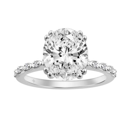 14K WHITE GOLD 3.00CT ROUND/OVAL DIAMOND LADIES RING (CENTER STONE OVAL DIAMOND 3CT)