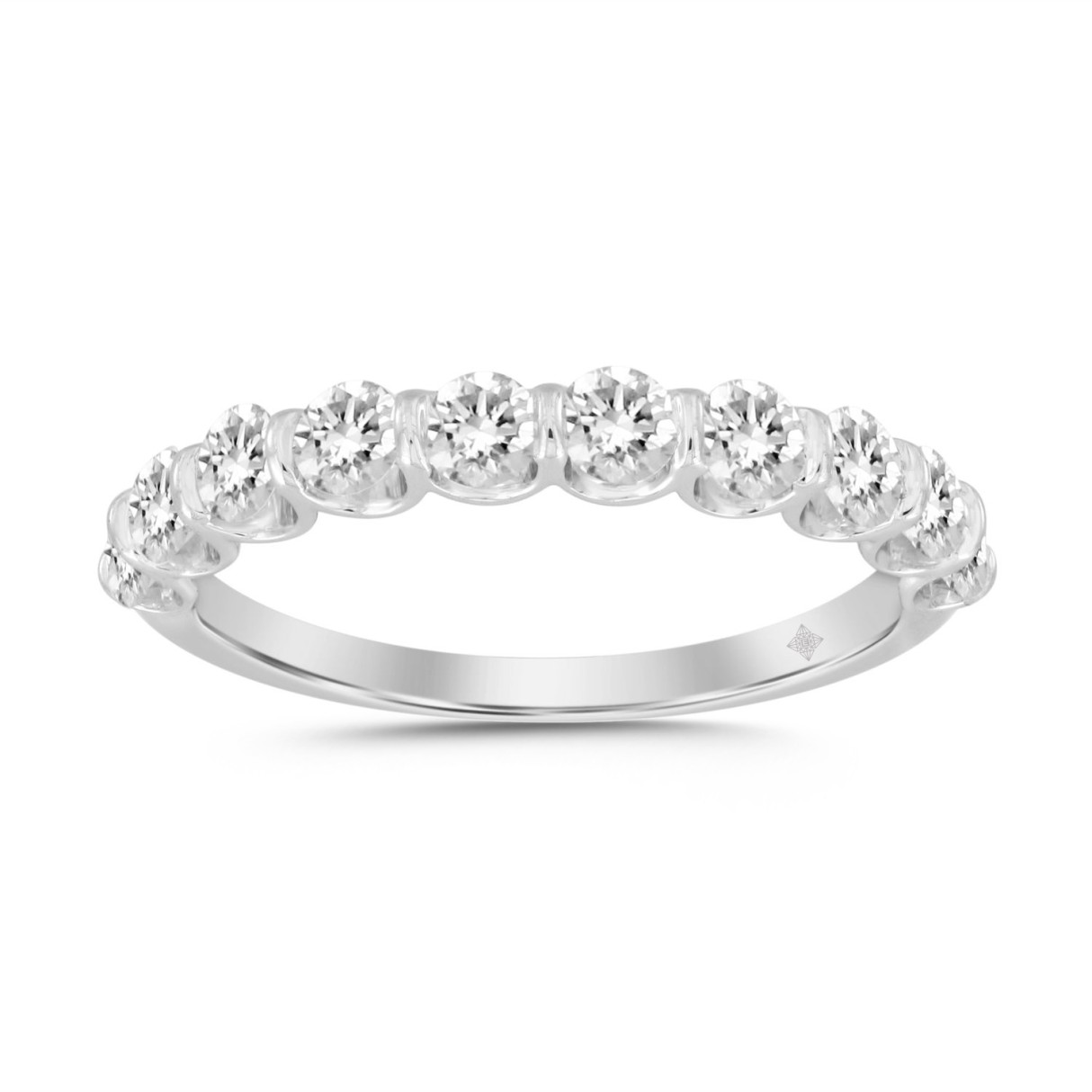 LADIES BAND 1CT ROUND DIAMOND 14K WHITE GOLD 1 LADIES BAND 1CT ROUND DIAMOND 14K WHITE GOLD - Image 1