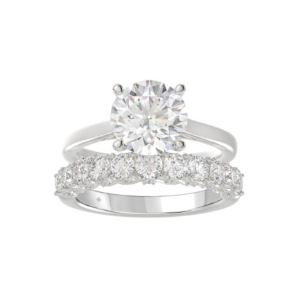 LADIES BRIDAL SET 4.00CT ROUND DIAMOND 14K WHITE GOLD (CENTER STONE ROUND DIAMOND 3.00CT)