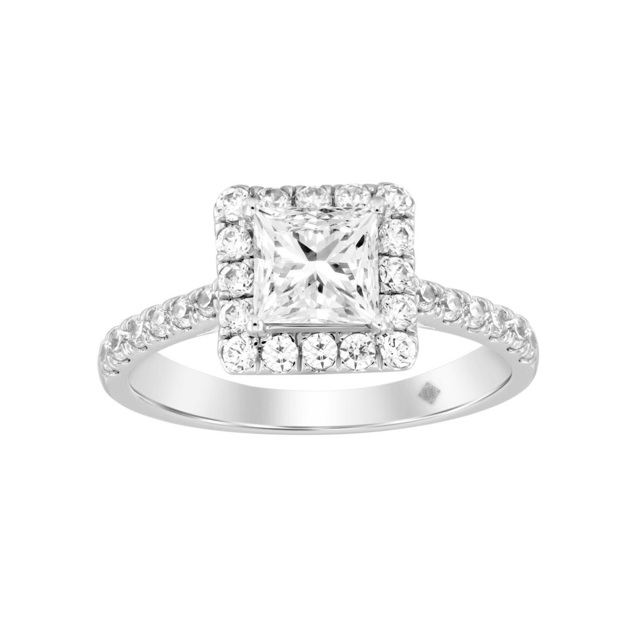 LADIES RING 1 1/2CT ROUND/PRINCESS DIAMOND 14K WHITE GOLD (CENTER STONE PRINCESS DIAMOND 1CT) 1 LADIES RING 1 1/2CT ROUND/PRINCESS DIAMOND 14K WHITE GOLD (CENTER STONE PRINCESS DIAMOND 1CT) - Image 1