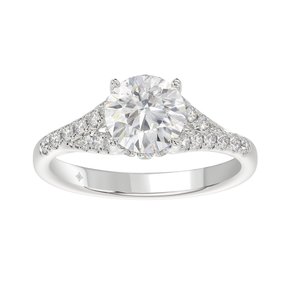LADIES RING 2CT ROUND DIAMOND 14K WHITE GOLD (CENTER STONE ROUND DIAMOND 1 5/8CT ) 1 LADIES RING 2CT ROUND DIAMOND 14K WHITE GOLD (CENTER STONE ROUND DIAMOND 1 5/8CT ) - Image 1