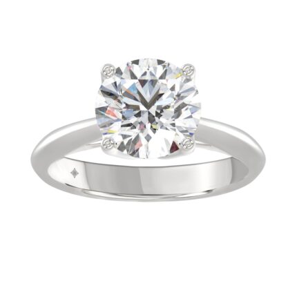 LADIES SOLITAIRE RING 3CT ROUND DIAMOND 14K WHITE GOLD