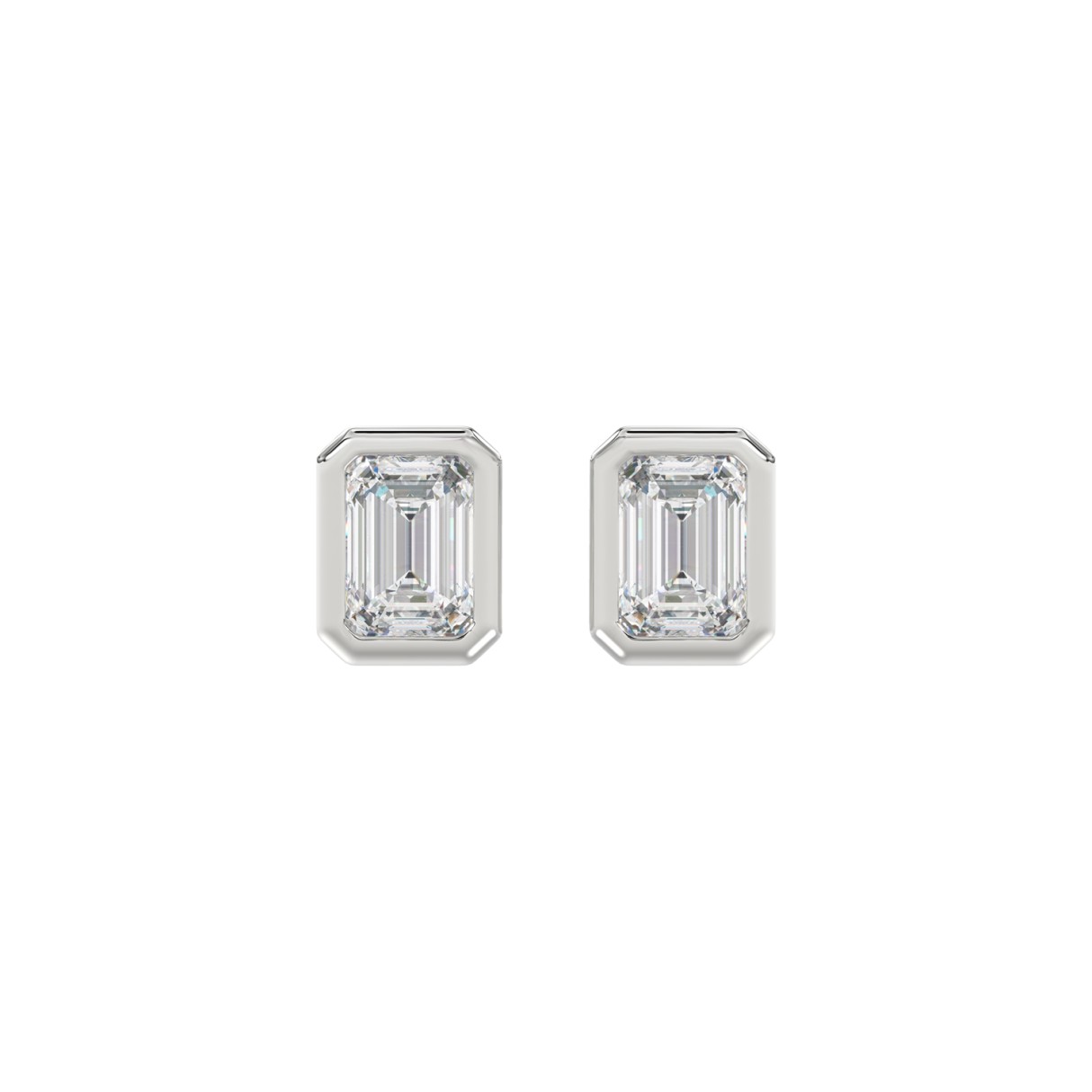 LADIES SOLITAIRE EARRINGS 2CT EMERALD DIAMOND 14K WHITE GOLD 1 LADIES SOLITAIRE EARRINGS 2CT EMERALD DIAMOND 14K WHITE GOLD - Image 1
