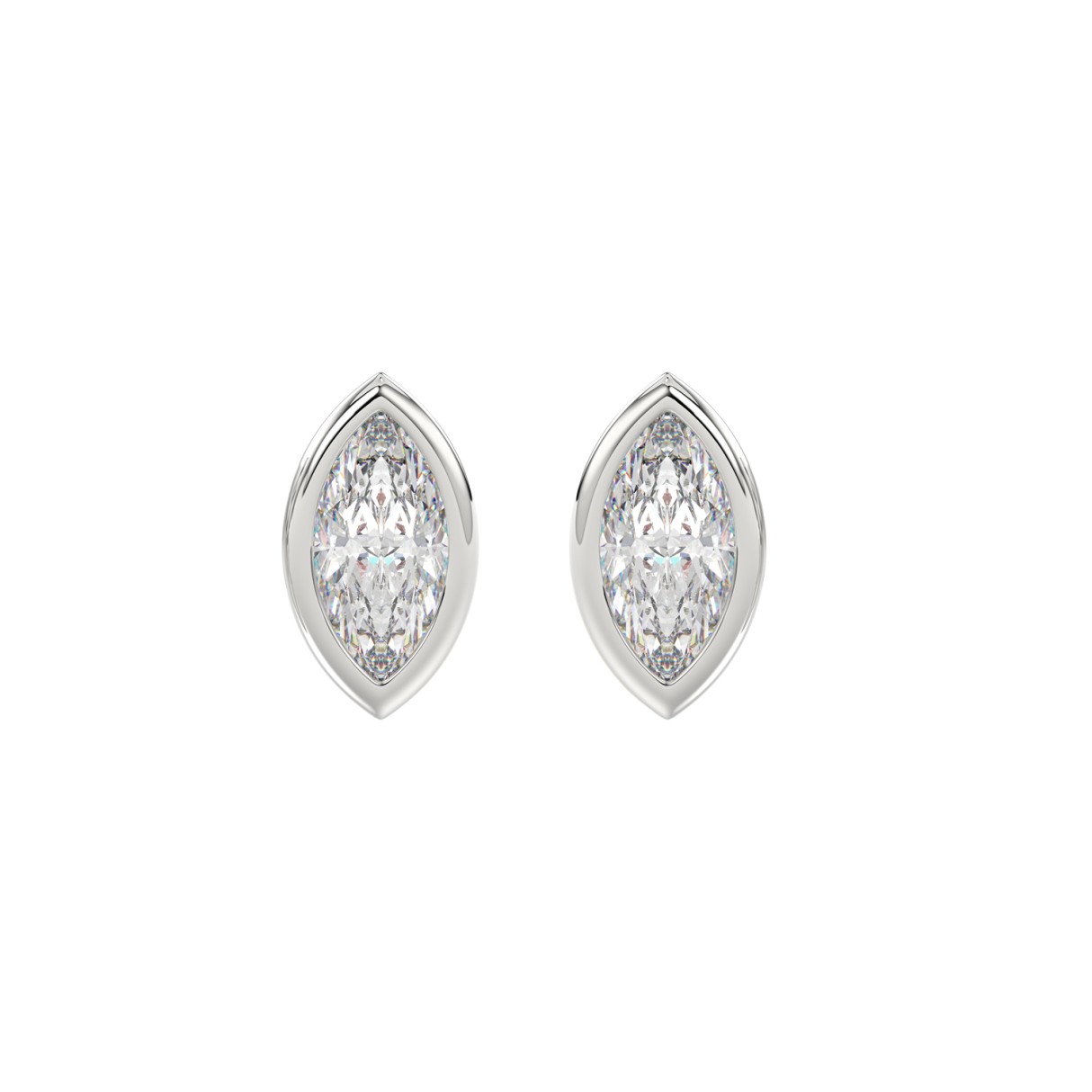 LADIES SOLITAIRE EARRINGS 2CT MARQUISE DIAMOND 14K WHITE GOLD 1 LADIES SOLITAIRE EARRINGS 2CT MARQUISE DIAMOND 14K WHITE GOLD - Image 1