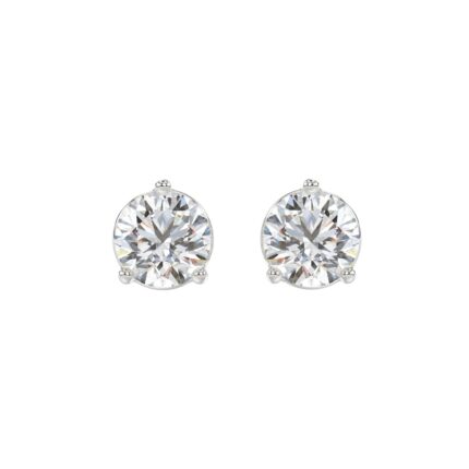 LADIES SOLITAIRE EARRINGS 4CT ROUND DIAMOND 14K WHITE GOLD (CENTER STONE ROUND DIAMOND 2CT )